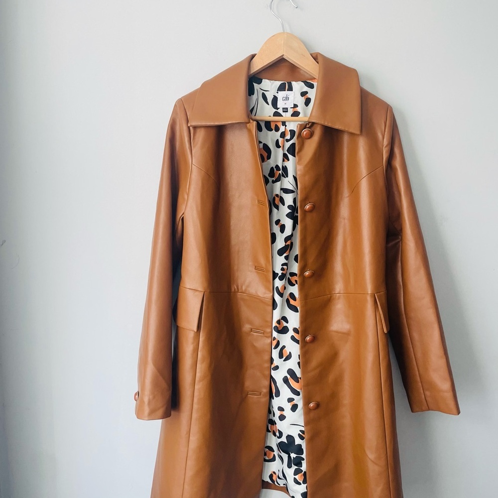 CAbi Faux Leather Trench Coat
